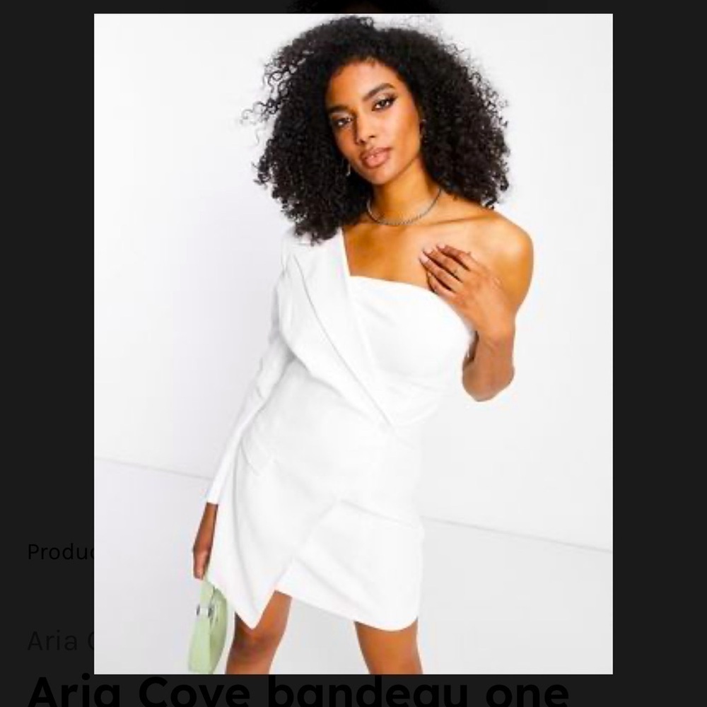 Aria Cove bandeau one shoulder tux mini dress in white size 4